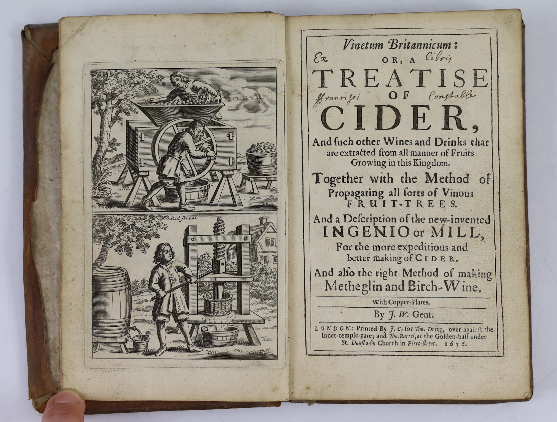 [Worlidge, John] - Vinetum Britannicum: or, A Treatise of Cider, and such other wines and drinks that are extracted from all manner of fruits growing in this Kingdom ... by J.W. Gent